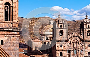 CUZCO, PERU: view of the main churches in the city