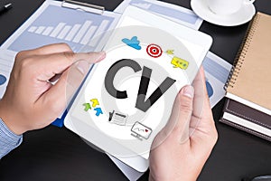 CV - Curriculum Vitae (Job interview concept with business CV r