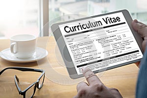 CV - Curriculum Vitae (Job interview concept with business CV re