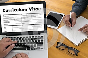 CV - Curriculum Vitae (Job interview concept with business CV re