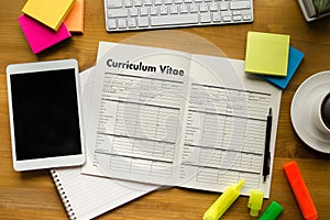 CV - Curriculum Vitae (Job interview concept with business CV re