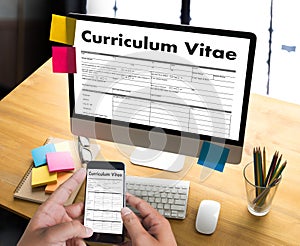 CV - Curriculum Vitae (Job interview concept with business CV re