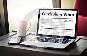 CV - Curriculum Vitae (Job interview concept with business CV re