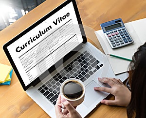 CV - Curriculum Vitae (Job interview concept with business CV re