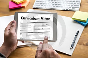 CV - Curriculum Vitae (Job interview concept with business CV re