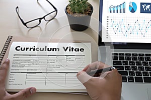 CV - Curriculum Vitae (Job interview concept with business CV re