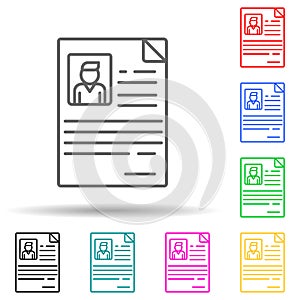 CV of employee multi color style icon. Simple thin line, outline vector of interview icons for ui and ux, website or mobile