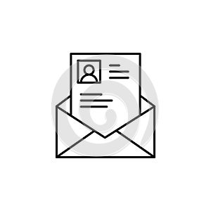 CV in the envelope line icon. Element of head hunting icon for mobile concept and web apps. Thin line CV in the envelope icon can