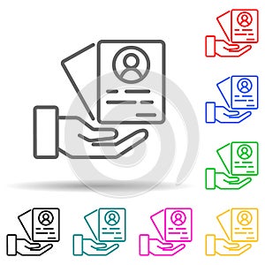 CV multi color style icon. Simple thin line, outline vector of interview icons for ui and ux, website or mobile application