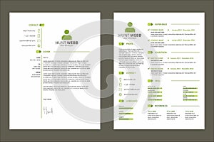 CV Resume Curriculum Vitae Green Color with Tag Template Resource photo