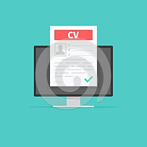 CV resume. Job interview concept. Employment, hiring concepts. Modern flat design for web banners, web sites