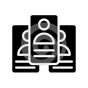 CV resume with photo. Individual subscription. Glyph solid black icon