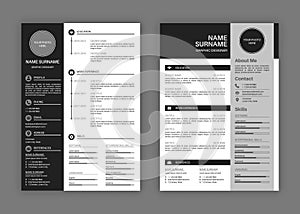 Cv templates. Professional resume letterhead, cover letter business layout job applications, personal description