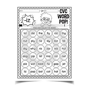 CVC worksheet for kids teaching