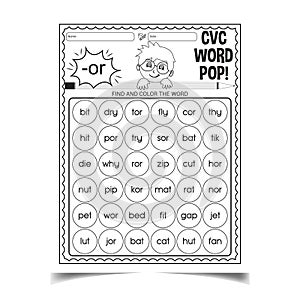 CVC worksheet for kids teaching