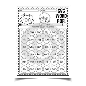 CVC worksheet for kids teaching