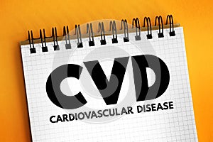 CVD Cardiovascular Disease - group of disorders of the heart and blood vessels, acronym text concept for presentations and reports photo