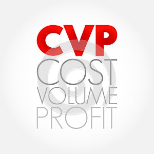 CVP Cost Volume Profit - managerial economics, form of cost accounting, acronym text concept background