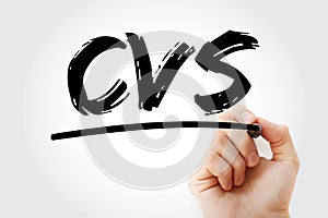 CVS - Concurrent Versions System acronym with marker, technology concept background photo