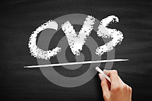 CVS - Concurrent Versions System acronym, technology concept on blackboard photo