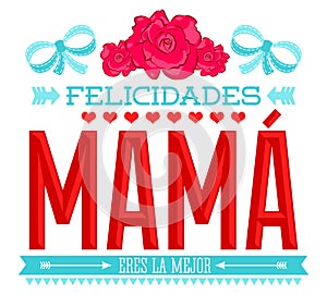 Felicidades Mama, Congratulations Mother spanish text photo