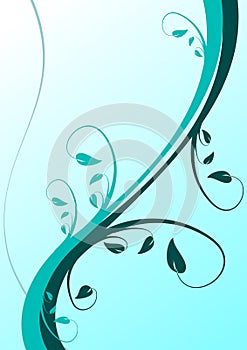 Cyan Abstract Floral Background