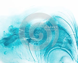 Cyan blue liquid watercolor background. Teal turquoise marble alcohol ink drawing effect.