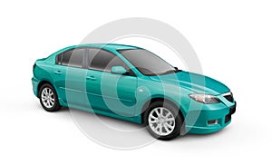 Cyan Car w/ Clipping Path