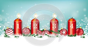 Cyan Christmas Card Header Snowflakes Baubles 3 Advent