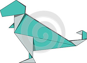 Cyan colored Origami T-Rex