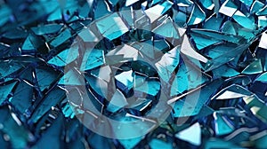 Cyan Colored Shuttered Broken Glass Background Generative AI