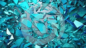 Cyan Colored Shuttered Broken Glass Background Generative AI