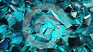 Cyan Colored Shuttered Broken Glass Background Generative AI