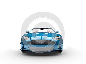 Cyan convertible sports car - front view