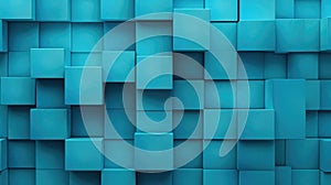 Cyan Cubes Wall Background, abstract illustration