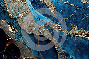 Cyan Fusion: AI Generated Abstract Texture Photography of Cyan and White Gold Intricate Pattern on Artificial Marble