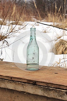 Cyan glass bottle