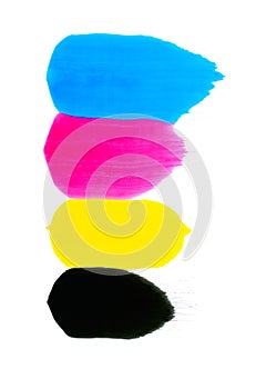 Cyan magenta yellow black print colours brush strokes