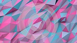 Cyan pink abstract triangles poly colors geometric shape background