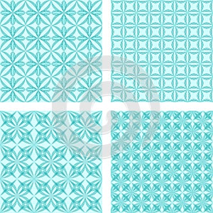 Cyan seamless pattern background set