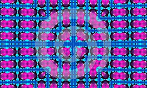 Cyan seamless pattern with squere shapes. Purple kaleidoscope.