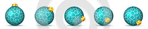 Cyan Vector Christmas Balls Set with Texture - X-Mas Baubles