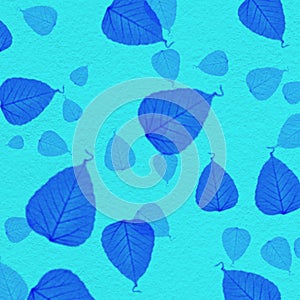 Cyan wall texture with blue leaf paint