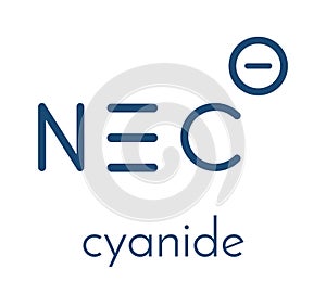 Cyanide anion, chemical structure. Cyanides are toxic, due to inhibition of the enzyme cytochrome c oxidase. Skeletal formula. photo