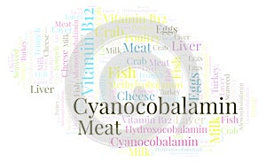 Cyanocobalamin word cloud. photo