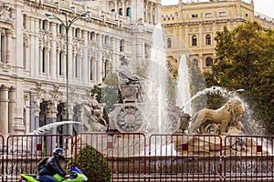 Cybele Chariot Lions Statue Fountain Plaza de Cibeles Madrid Spa photo