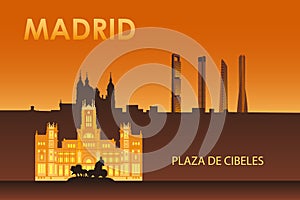 Cybele palace in the night Madrid photo