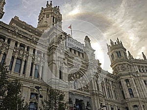 The Cybele Palace on Cybele square in Madrid, Spain. photo