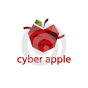 Cyber apple with worm technology vector design template