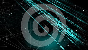 Machine learning abstract binary lines, connected lines, and binary code in cyber security and artificial intelligence for data